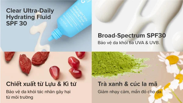 alt: Chai kem chống nắng Clear Ultra-Daily Hydrating Fluid SPF 30