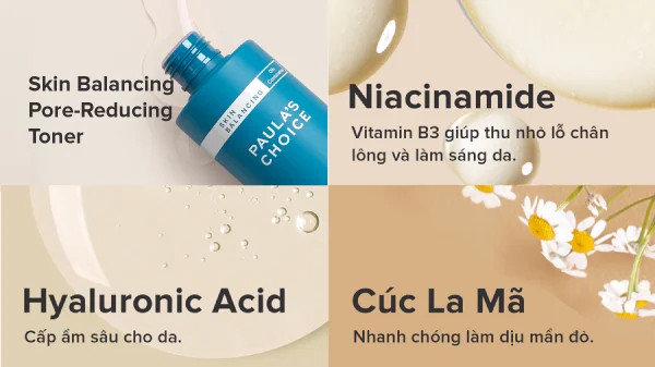 alt text: Chai toner Skin Balancing Pore-Reducing, chứa chiết xuất cúc La Mã giúp kiểm soát dầu thừa và thu nhỏ lỗ chân lông