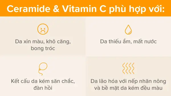 alt text: Hình ảnh minh họa làn da khỏe mạnh nhờ sự kết hợp của Ceramide và Vitamin C.