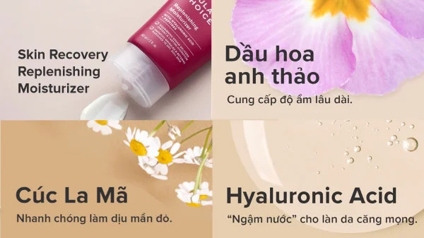 alt text: Hũ kem dưỡng ẩm Skin Recovery Replenishing Moisturizer, chứa chiết xuất cúc La Mã dành cho da khô