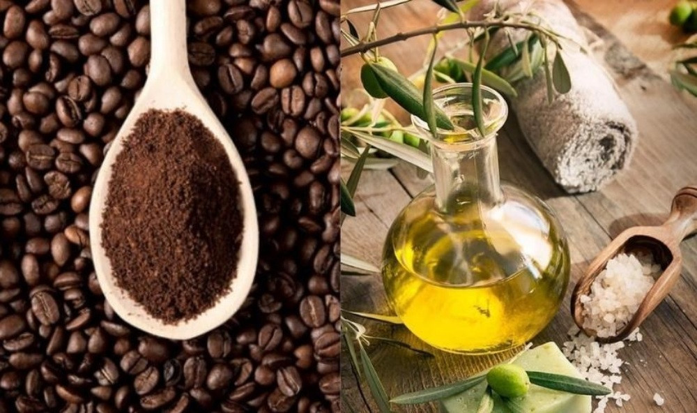 Dưỡng trắng với hỗn hợp bã cà phê và dầu ô liu