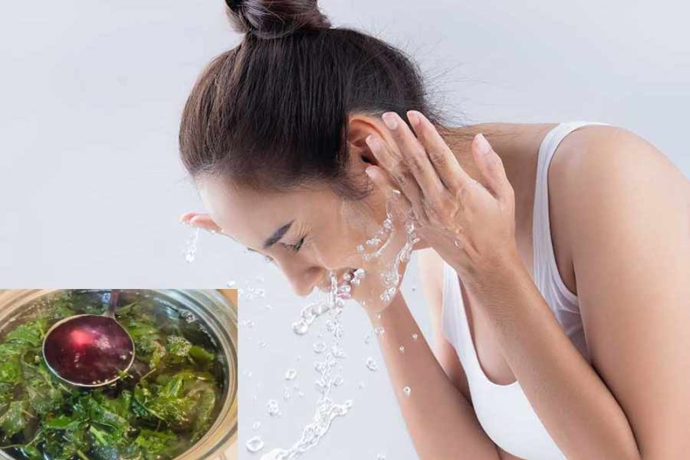 Làm trắng bằng cách rửa mặt bằng nước nấu lá tía tô