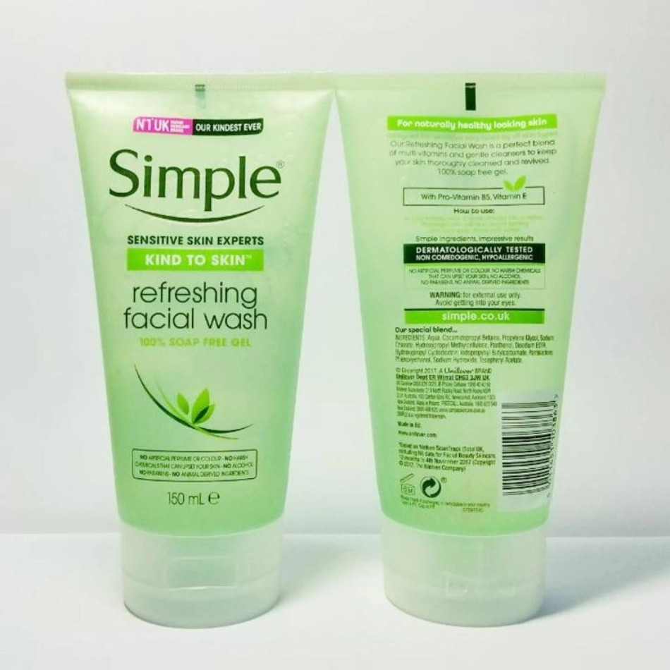 Sữa rửa mặt lành tính Simple Kind To Skin Refreshing Facial Wash